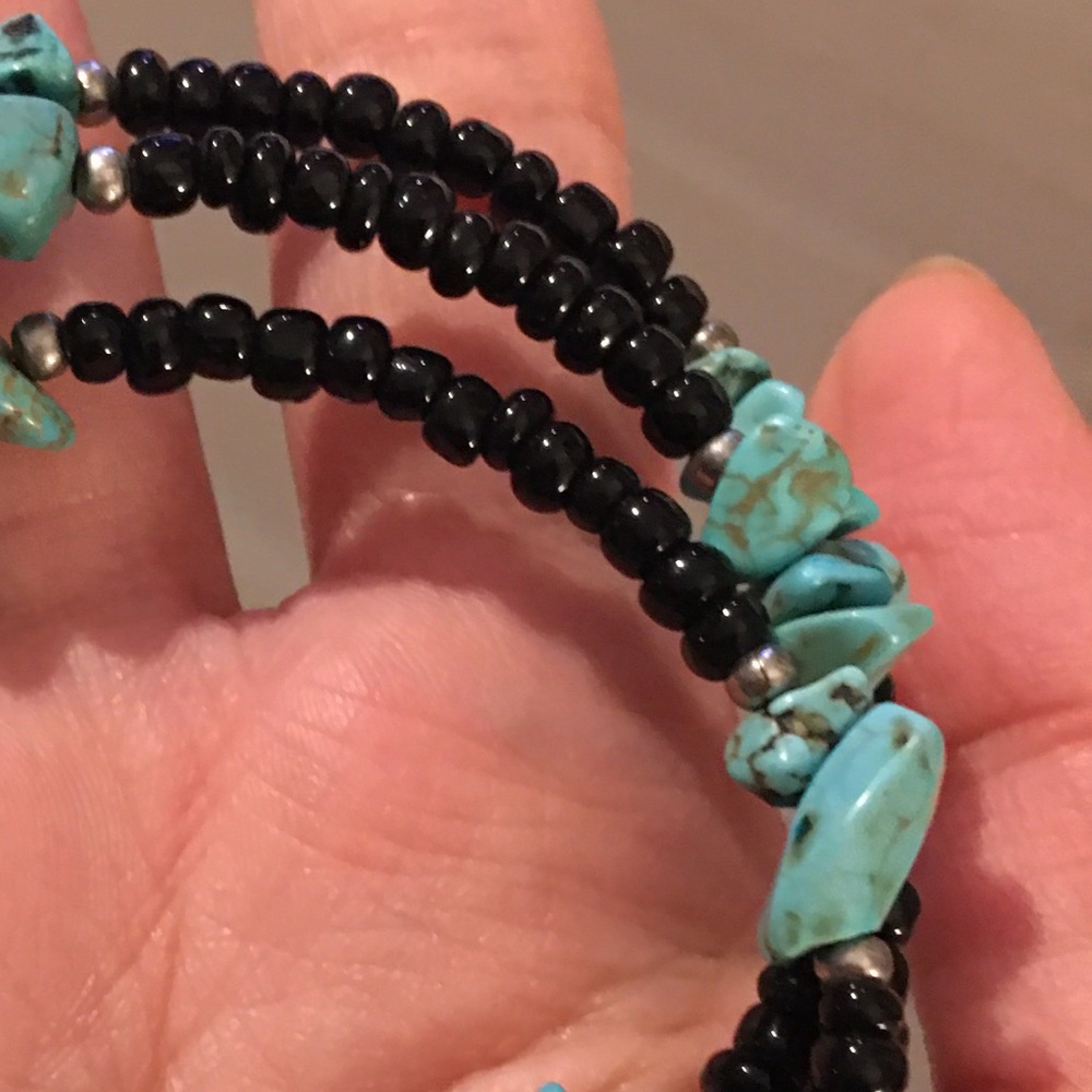 Turquoise black onyx silver bracelet - Picture 5 of 5